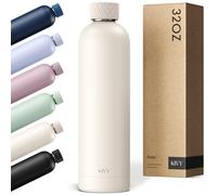 KIVY Borraccia termica in acciaio inox, 907,2 g, a prova di perdite, senza BPA, in acciaio inox, sottile, senza cannuccia, colore bianco con tappo a vite