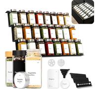 KIVY Portaspezie con barattoli, con 24 barattoli per spezie con etichette, larghezza regolabile, organizer per spezie, cassetto per spezie, contenitore per spezie, cassetto