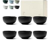 KIVY Set di 6 Ciotole in Ceramica - 850 ml, Grandi per Cereali e Zuppe - Nero