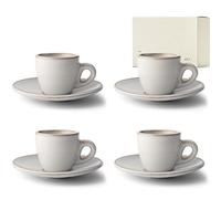 KIVY Set di Tazze da Caffè Espresso [4 x 75ml] - Gres a parete spessa - set tazzine caffe particolari - tazze caffe - set tazzine caffè con piattino - set tazzine da caffè - tazza ceramica