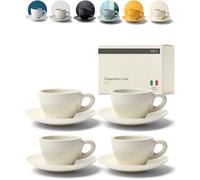 KIVY Set di tazze da cappuccino [4 da 240 ml] - tazze barista in gres spesso - realizzate a mano - lavabile in lavastoviglie