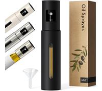 KIVY Spruzzatore per olio in acciaio inox e vetro - flacone spray per olio - spruzzatore per dosaggio preciso - per olio da cucina e aceto - imbuto incluso
