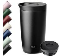 KIVY Tazza Termica 350ml [BICCHIERE CAFFÈ DA ASPORTO] - Thermos in Acciaio Inox Per Caffè o Tè - Bicchiere Termico Da Viaggio - Bicchiere da Caffè Lavabile in Lavastoviglie e Antigoccia - Nero