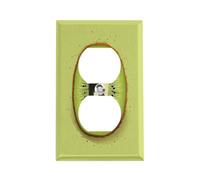 Kiwi Art Pattern Switch Plate Durable Stainless Steel Electrical Outlet Covers Unbreakable Modern Edge Decorative Duplex Wall Plates for Bedroom Kitchen Home