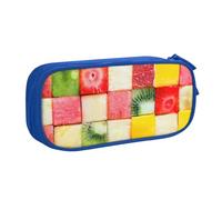 Kiwi - Astuccio con stampa anguria, grande capacità, per cancelleria, scrivania, organizer con cerniera, per scuola e ufficio, Blu, Taglia unica, Organizer per borse