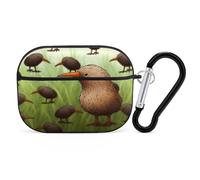 Kiwi Bird - Custodia protettiva antiurto per auricolari Airpods Pro di seconda generazione, con moschettone, anti-caduta, colore nero
