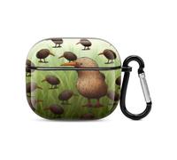 Kiwi Bird - Custodia rigida per auricolari Bluetooth, protezione completa, antiurto, supporto ricarica wireless con portachiavi, regalo personalizzato per AirPods 3