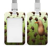 Kiwi Bird - Porta badge trasparente con cordino rimovibile, custodia verticale in plastica rigida per proteggere carte d'identità e carte di credito per ufficio e fabbrica