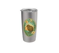 Kiwi e gigli Art Nouveau Bicchiere termico in acciaio inox doppia parete