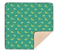 Kiwi Jade Bird Design Green Soft Padded Baby Playmat per interni ed esterni, resistente all'acqua, per la pancia, per bambini, 127 x 127 cm