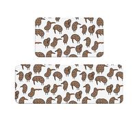 Kiwi - Set di 2 tappetini da cucina, antiscivolo, per cucina, pavimento, ufficio, 2 pezzi