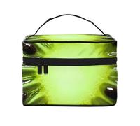 Kiwi Slice Travel Makeup Bag - Organizer portatile per articoli da toeletta con scomparti con cerniera per spazzole, bottiglie e prodotti per la cura della pelle