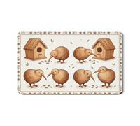 Kiwi Tappetino scolapiatti per bancone della cucina, tappetino scolapiatti in gomma assorbente marrone con casetta per gli uccelli, tappetino scolapiatti in pelle PU Spring Nature 30,5 x 50,8 cm