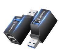 KiWiBiRD Sdoppiatore doppia presa USB Hub USB Mini multi porta (1x USB3.0, 2x USB2.0) 2 pezzi, moltiplicatore splitter ricarica multiple, compatibile con PC MacBook chiavetta stampante tastiera mouse