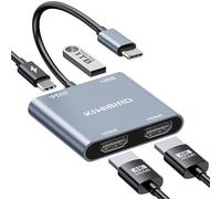 KiWiBiRD Sdoppiatore HDMI USB C per doppio monitor, 4K Adattatore da USB C a Dual HDMI Tipo C PD 100W 2160p 1440p 1080p HDCP compatibile con portatile proiettore TV PC