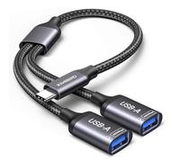 KiWiBiRD sdoppiatore USB C, splitter USBC 2 porte, adattatore tipo C maschio a doppia USB-A femmina per dati ricarica compatibile con pc mac iPhone 16 15 iPad tablet PS5 auto tastiera mouse