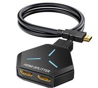 KiWiBiRD splitter HDMI 1 in 2 out, Sdoppiatore HDMI 1 ingresso 2 uscite duplicatore per doppio monitor due schermi estensione 4K 2160p 1440p 1080p HDCP, compatibile con PC Sky Q PS5 PS4 TV box