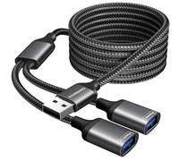 KiwiBird Splitter USB splitter, doppia presa USB, cavo doppio estensione 2m ricarica per alimentazione dati, compatibile con PC stampante mouse tastiera TV PS5 Mac