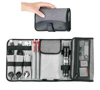 KIWIFOTOS Borsa Universale per Gadget da Viaggio per Accessori Elettronici Smart Phone Powerbank Disco Rigido Mobile Cavo Dati Auricolari Passaporto Schede di Memoria SD, Grigio con Tasca con Cerniera