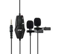 KIWIFOTOS Microfono lavalier a doppia testa, microfono lavalier a condensatore omnidirezionale con clip professionale con cavo da 7 m per fotocamera/smartphone, registrazione interviste, video, vlog