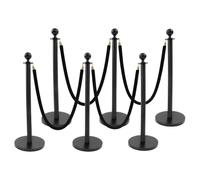 KiwiHood 6 pali di arresto in acciaio inox con testa a sfera e 4 corde di | Base stabile da 32 cm, riempibile, antiscivolo, set di supporto per controllo delle folle in fiere, alberghi, musei