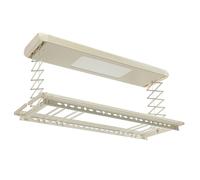KiwiHood Stendibiancheria intelligente allungabile a soffitto elettrico con telecomando e illuminazione a LED, 8 barre trasversali, portata 35 kg, altezza regolabile 110 cm (bianco crema)