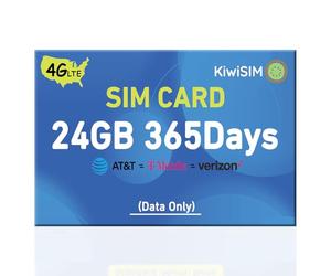 KiwiSIM SIM prepagata, schede dati 4G LTE, Iot Card precaricata con 24 GB di dati 365 giorni, supporto per scheda SIM UK per Vodafone Three O2, solo dati SIM Card per router WiFi, telecamera di