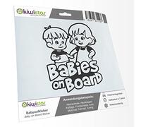Kiwistar - Adesivo per bambini - grigio scuro - Fratelli e ragazze - Baby on Board 30 cm - per auto, moto, bicicletta, tuning