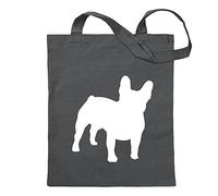 Kiwistar Cane bulldog francese Borsa di iuta - Proverbi stampati che raccontano modelli Borsa di fitness per il fitness a forma di borsa di cotone appesa a un manico lungo