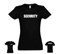 Kiwistar - Maglietta - Security - Uomo - Maglia petto e schiena per servizi di sicurezza - Stampa tessile di alta qualità - Personalizzata anche, Donna/Nero, M