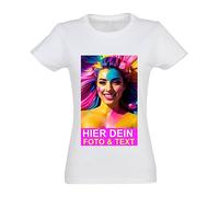 Kiwistar - Maglietta - T-Shirt Donna - Bianco - S - con Stampa Personalizzata Fronte e Retro - Stampato con Foto - Testo a Scelta - Regalo per Il Tempo Libero Sportivo