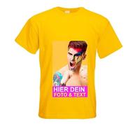 Kiwistar - Maglietta - T-Shirt - Uomo - Giallo - XXL - con Stampa Personalizzata Fronte e Retro - Stampato con Foto - Testo a Scelta - Regalo per Il Tempo Libero Sportivo