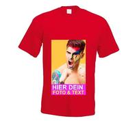 Kiwistar - Maglietta - T-Shirt Uomo - Rosso - XXL - con Stampa Personalizzata Fronte e Retro - Stampato con Foto - Testo a Scelta - Regalo per Il Tempo Libero Sportivo