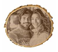 KIWISTAR UG - Disco albero 21-24 cm - con incisione fotografica - regalo fotografico personalizzato disco in legno progettato individualmente con foto e testo desiderato - regalo - cartello porta