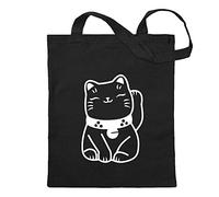 Kiwistar Winkekatze Maneki - Neko Borsa di iuta - Proverbi stampati che raccontano modelli Borsa di fitness per il fitness a forma di borsa di cotone appesa a un manico lungo
