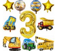 Kiwochy Escavatore decorazione compleanno 3 anni trattore 3 anni decorazione per bambini 3 anni per bambini trattore palloncini per cantieri compleanni feste decorazione per bambini escavatori