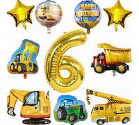 Kiwochy Escavatore decorazione per compleanno 6 anni trattore decorazione per bambini 6 anni per bambini trattore palloncini per cantieri compleanni feste decorazione per bambini escavatori