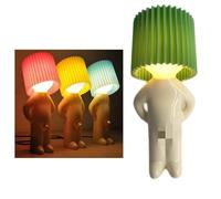 KIWZXKA Shy Man Lamp, Cute Boy Night Light, Naughty Boy Creative Desk Lamp, A Little Desk Shy Man Lamp, Creative Night Light LED Plug-in Table Lamp for Bedroom, Bathroom, Toilet (Color : Green)