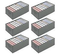 kiximay Organizer Armadio Salvaspazio 6Pcs, Organizer Cassetti Armadio Pieghevole con Manico, Organizer per Armadio più Spessi con 9 Scomparti per Jeans, Magliette, Pantaloni ecc (34 * 25 * 17cm)