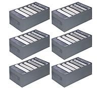 kiximay Organizer Armadio Salvaspazio 6Pcs, Organizer Cassetti Armadio Pieghevole con Manico, Organizer per Armadio più Spessi con 7 Scomparti per Jeans, Magliette, Pantaloni ecc (34 * 17 * 12cm)
