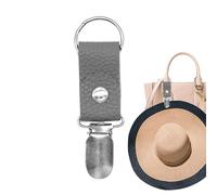 Kixolazr Clip per cappello da viaggio, clip per cappello a becco d', in pelle PU, per tenere il cappello sulla borsa, accessorio per borse e cappelli da sole e a tesa larga, grigio, Refer to