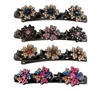 Kixolazr Fermacapelli con Cristalli | 4 Pezzi Fermagli Brillanti per Capelli Donna,Fermacapelli Barrettes Per Donne Ragazze Scuola Quotidiano Danza Lavoro Festa Pendolari Appuntamenti
