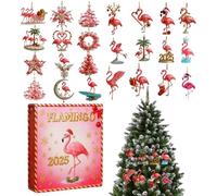 Kixolazr Flamingo Calendario 'Avvento - 24 Giorni Calendario 'Avvento Decorazioni Tematica Flamingo - Ricordo In Acrilico 2D Appendibile Per Feste Invernali,Da Appendere In Giardino Finestra E Mensola