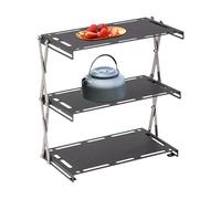 Kixolazr Organizzatore Per Da Campeggio | Tavolo Da Display In Acciaio Inossidabile A 3 Livelli - Rastrelliera Per Archiviazione Pieghevole | Per Cucina Campeggio Cortile Giardino Barbecue Interno