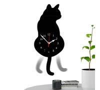 Kixolazr Orologio da Parete Silenzioso,Orologio Decorativo a Forma di Gatto con Coda Oscillante - Decorazione d'Arte per Casa Hotel Ristorante Appartamento Cucina Spazi Vivibili