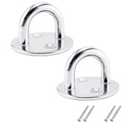 KIXZSAZ 2 Pezzi Eye Pad Piastra Montaggio a Parete in Acciaio per Inox Rotondo a Forma di U Appeso soffitto Ganci Hardware amache oscillanti