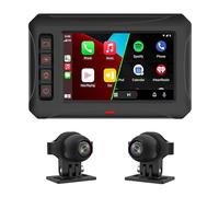 KIXZSAZ ABS Portatile Moto Screen da 3,5 pollici Dash Cam DVR Wireless Android Auto Dual 1080P Supporto fotocamera anteriore e posteriore 5G WIFI Cam Portatile 1080P Anteriore e posteriore Dual