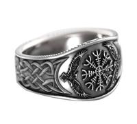 KIXZSAZ Anello Graffiti Bussole Mitologia Vichinga Moda celtica Leggeri Anelli per dita Gioielli Regalo Festa di compleanno per adulti, 9 Dimensioni