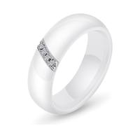 KIXZSAZ Anello in zircone di cristallo Superficie liscia Anello in ceramica Anelli stile semplice Accessorio di moda Regali per gioielli fidanzamento per amanti delle donne, Bianco, sette