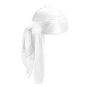 KIXZSAZ Bandane nere per rapper S Bandane nere da uomo di seta morbide e confortevoli di taglia adeguata per code lunghe rapper, Bianco